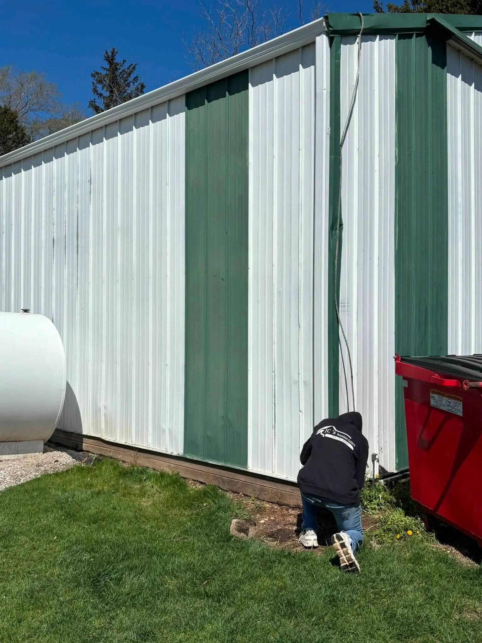 JC's Seamless Gutters crew on a Nevada, Iowa job site
